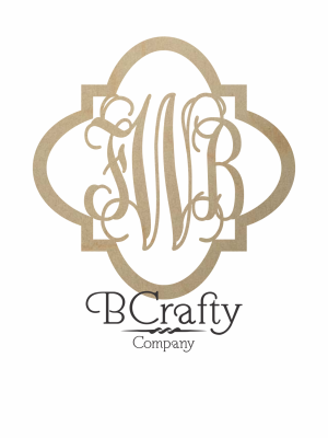 Wooden Monogram - Quatrefoil Border - fWb