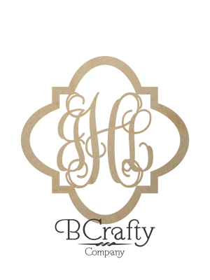 Wooden Monogram - Quatrefoil Border - jHl